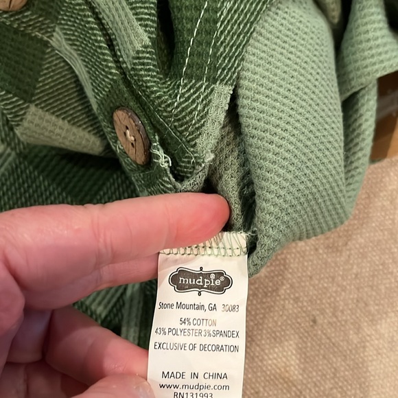 Mud Pie Baby Boys Green Plaid Bodysuit/NWT/12-18M - Picture 9 of 11